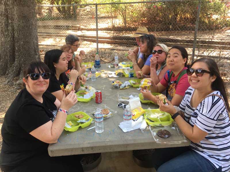 Guests enjoying box lunches on the tour